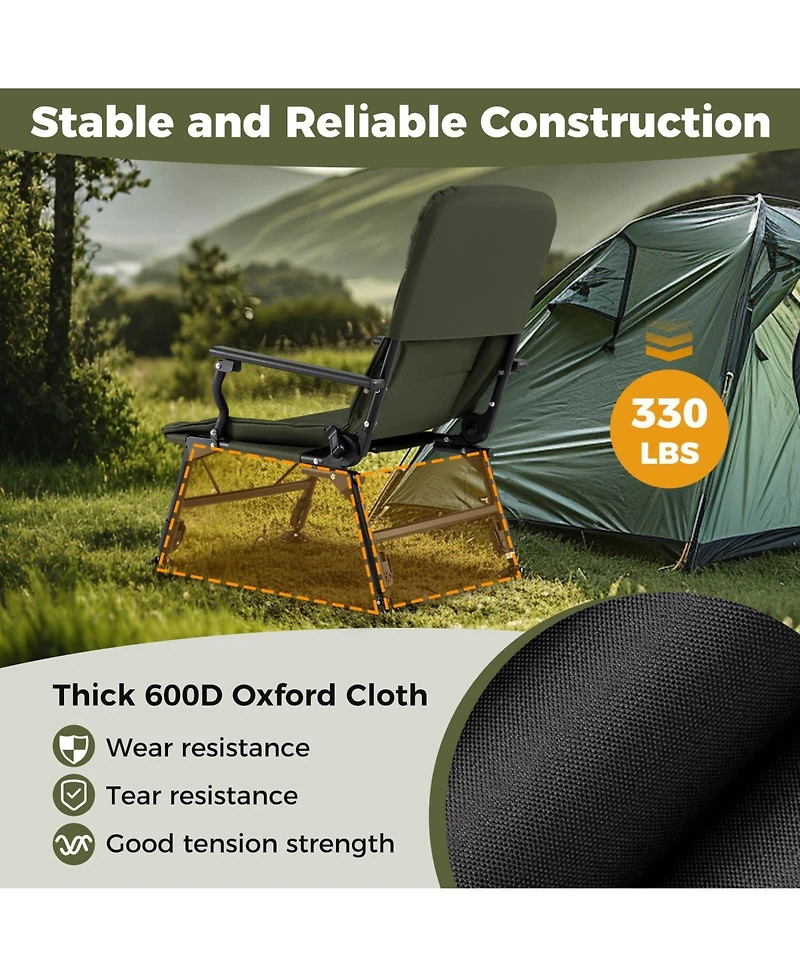 Mecale Oversized Folding Fishing Chair for Adults with Armrests, Portable Outdoor Chair