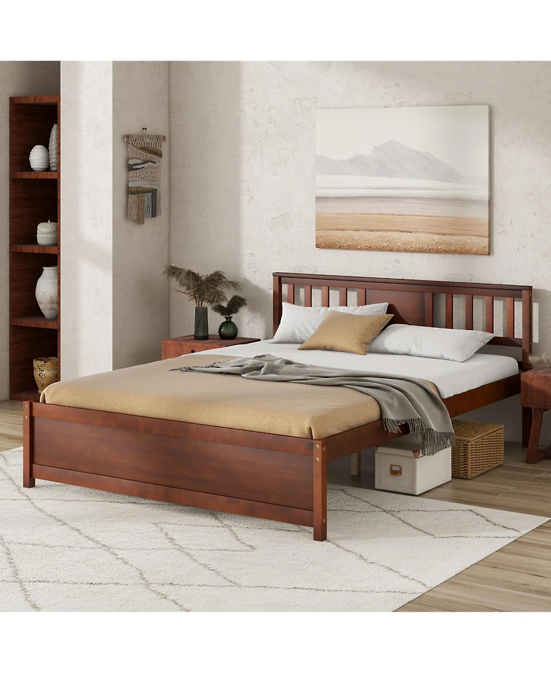 Sugift Platform Bed with Headboard and Slat Support