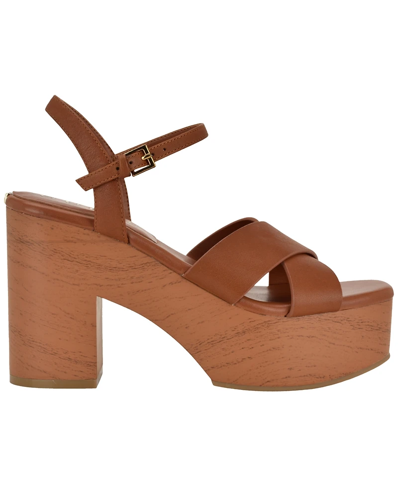 Guess Women's Qeelin Criss-Cross High Block Heel Platform Sandals