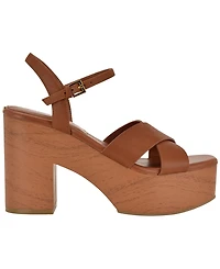 Guess Women's Qeelin Criss-Cross High Block Heel Platform Sandals