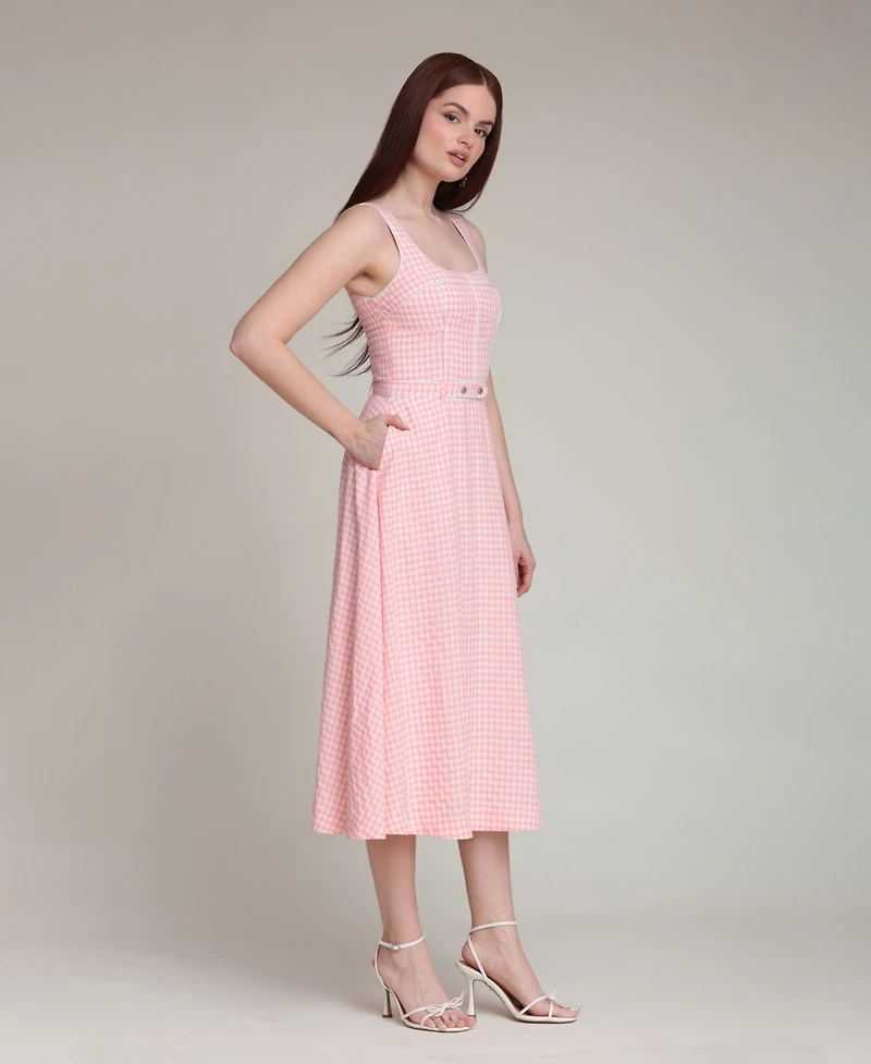 Avec Les Filles Women's Gingham Checkered Midi Dress