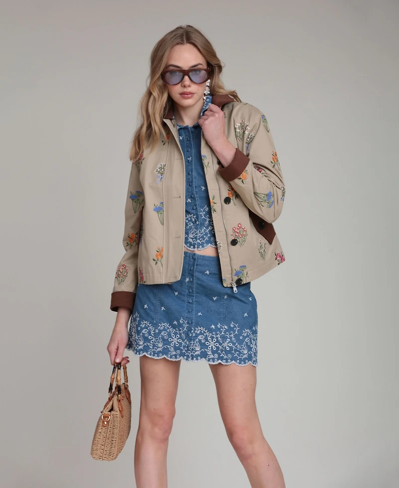 Avec Les Filles Women's Button Front Collared Jacket