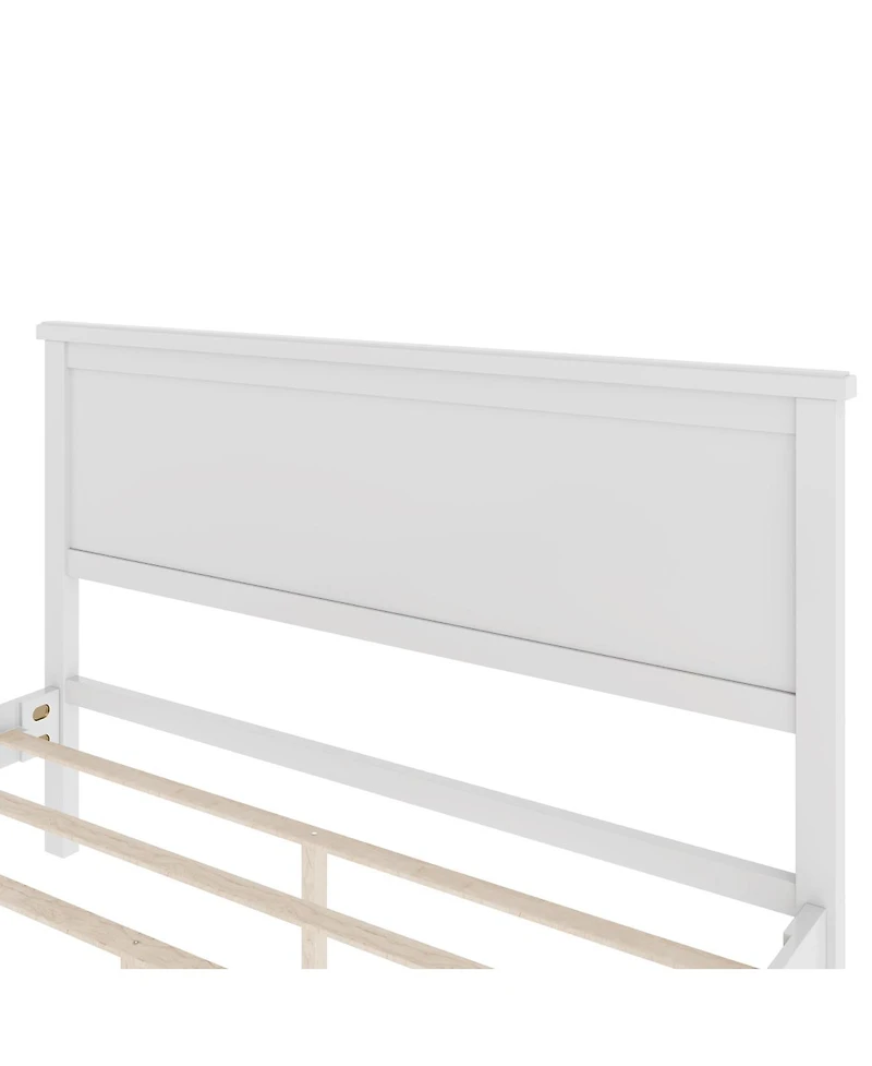 Streamdale Furniture Mid-Century Wood Platform Bed with Headboard - No Box Spring Needed, Queen Size