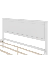 Streamdale Furniture Mid-Century Wood Platform Bed with Headboard - No Box Spring Needed, Queen Size