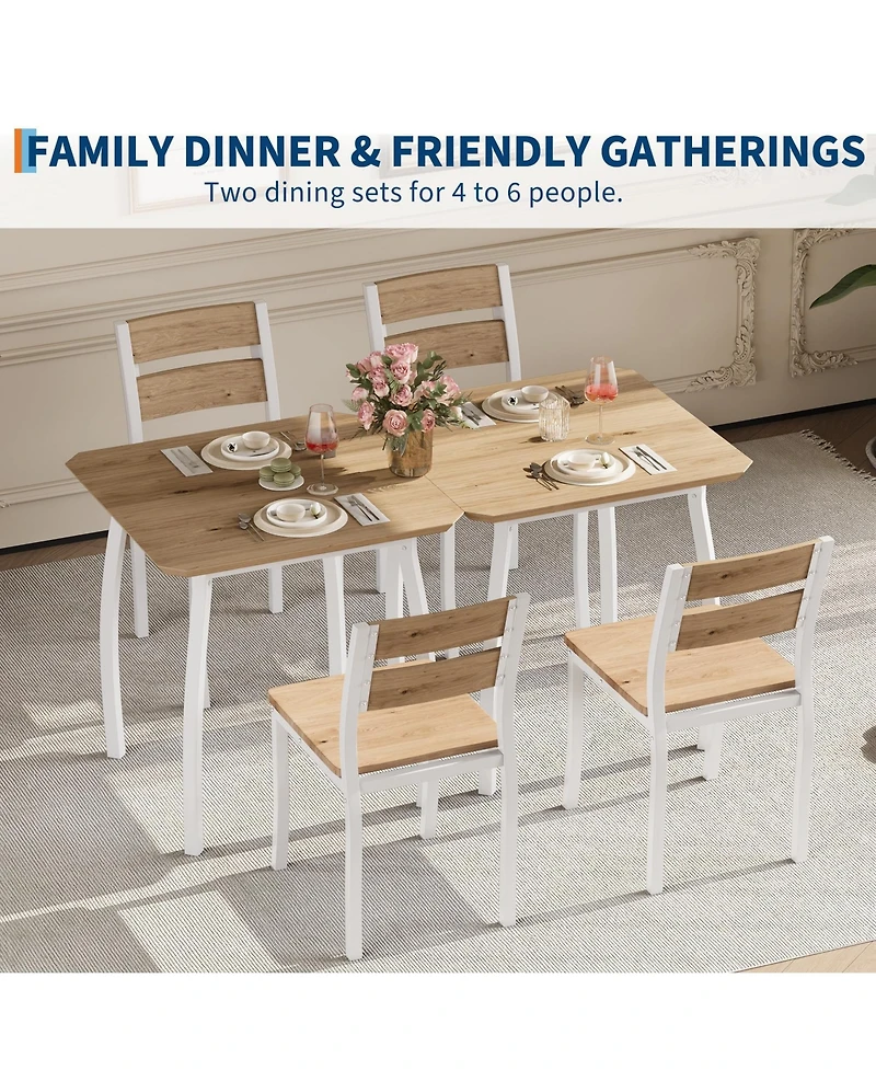 gaomon 3 Piece Dining Table Set for 2, Small Kitchen Table Set with 2 Upholstered Chairs and Metal Frame & Wood Tabletop