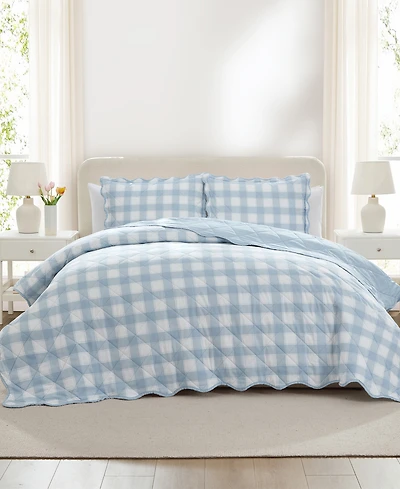 Hallmark Checkered Bliss 3-Pc. Scalloped Quilt Set, King