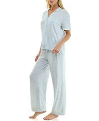 Jaclyn Intimates Women's Notch Collared Top and Pajama Pants, 2-Piece Set