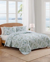 Tommy Bahama Home Floral Enchantment Cotton Reversible 3-Pc. Quilt Set, Full/Queen