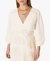 Adrianna Women's Embroidered V-Neck Mini Dress