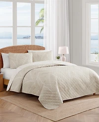Tommy Bahama Home Pebble Palms Cotton Reversible 3-Pc. Quilt Set, King