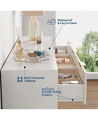 Gaomon 9 Drawer Dresser for Bedroom, 55" Wide Fluted Dresser with Smooth Slides, Modern Chest of Drawers with Golden Handles for Bedroom, Closet