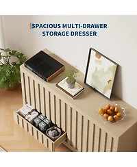 gaomon 8 Drawer Fluted Wide Dresser, Curved Wooden Storage Organizer for Living Room