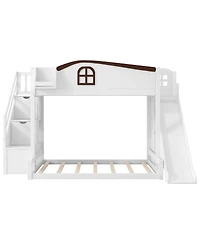 Streamdale Furniture Streamdale Twin over Full Bunk Bed w/Storage Stairs, Shelf, Slide, Wardrobe