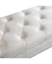 Streamdale Furniture Upholstered Velvet Bench with 2 Pillows and Rolled Arms