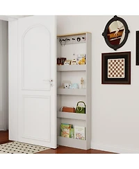 Streamdale Furniture Behind The Door 69" Bookcase with 4 Shelves, 5 Hooks