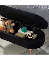 Streamdale Furniture Luxury Oval Boucle Storage Ottoman Bench with Wood Legs
