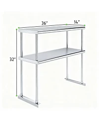 14" x 36" Double-Tier Stainless Steel Overshelf, 255 Lbs Capacity