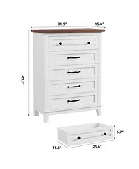 Gaomon 5 Dresser for Bedroom, 41.3 in Tall Vertical Drawer Dresser with Large