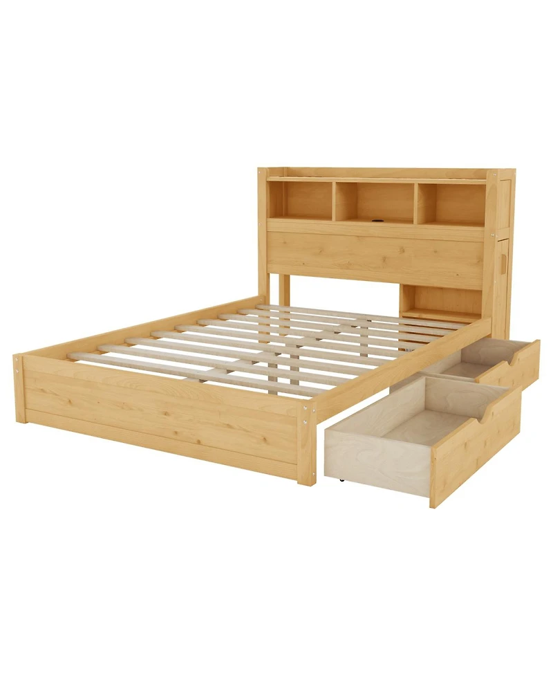 Streamdale Furniture Full Size Storage Bed with Led Headboard and Drawers