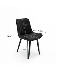 Streamdale Furniture Streamdale Set of 2 Modern Pu Leather Dining Chairs with Thick Cushions & Metal Legs