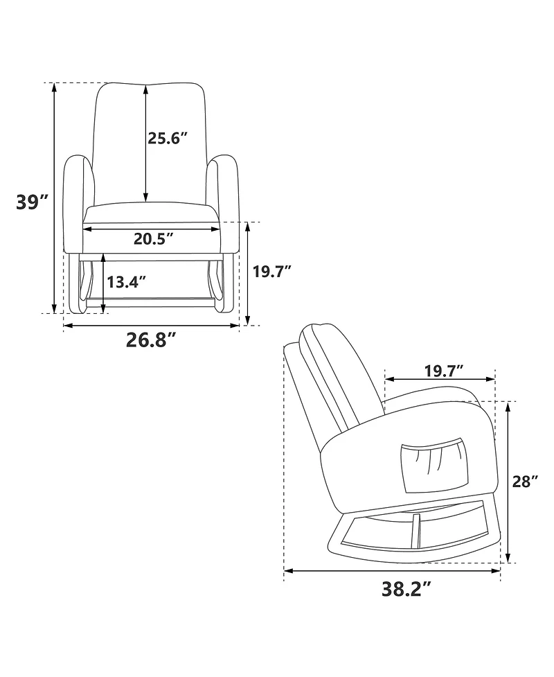 Flynama Mustard Boucle Modern Nursery Rocking Chair Mid Century Accent Armchair Side Pocket High Back Wooden Legs for Living Room Kids Bedroom
