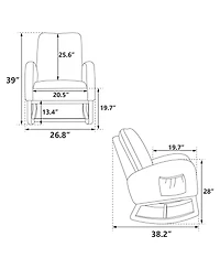 Flynama Mustard Boucle Modern Nursery Rocking Chair Mid Century Accent Armchair Side Pocket High Back Wooden Legs for Living Room Kids Bedroom