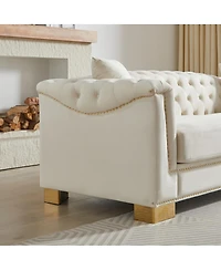 Streamdale Furniture 3+2 Seater Chesterfield Rolled Arm Velvet Combination Sofa