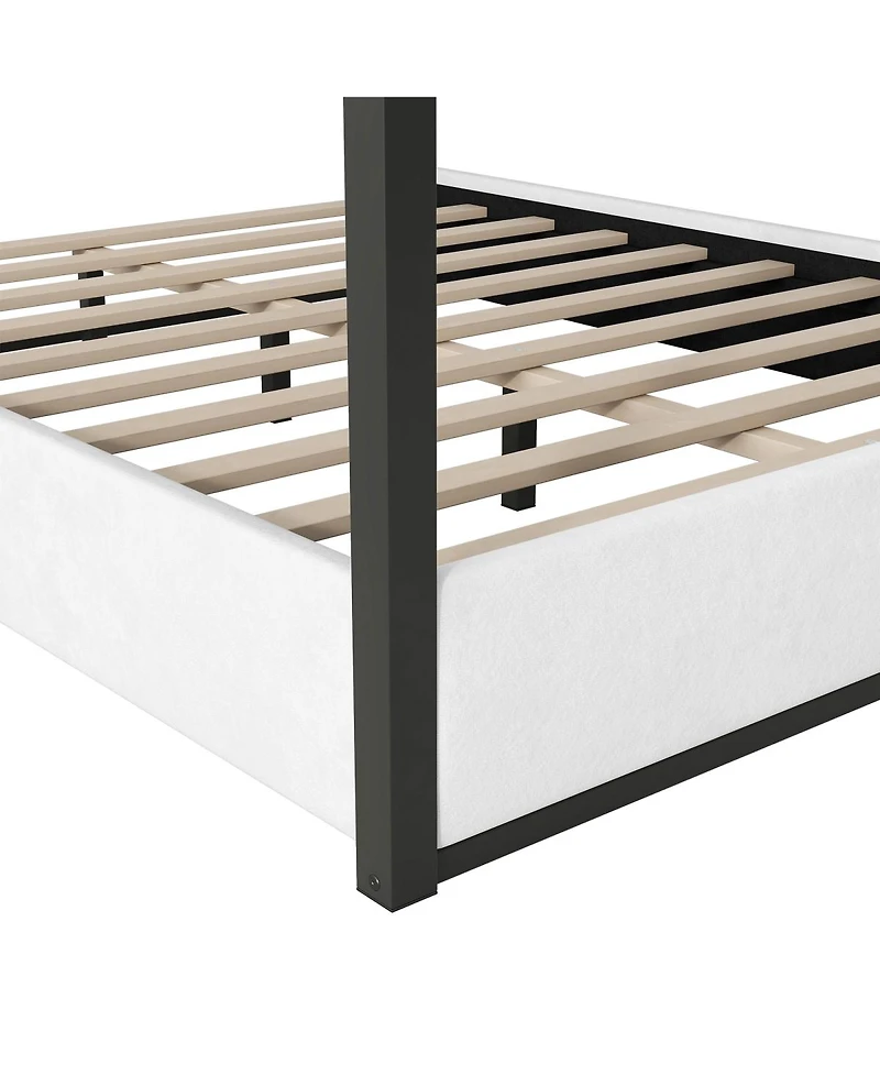 Streamdale Furniture Queen Size Upholstery Canopy Platform Bed with Headboard and Metal Frame