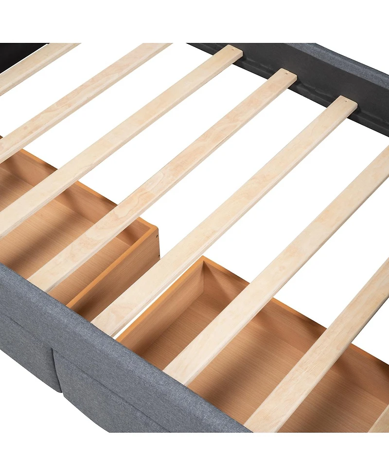 Streamdale Furniture Upholstered Twin Daybed with 2 Drawers, Wood Slat Support