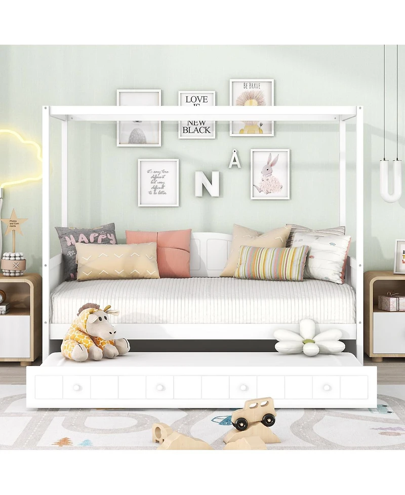 Streamdale Furniture Twin Size Canopy Day Bed with twin size Trundle
