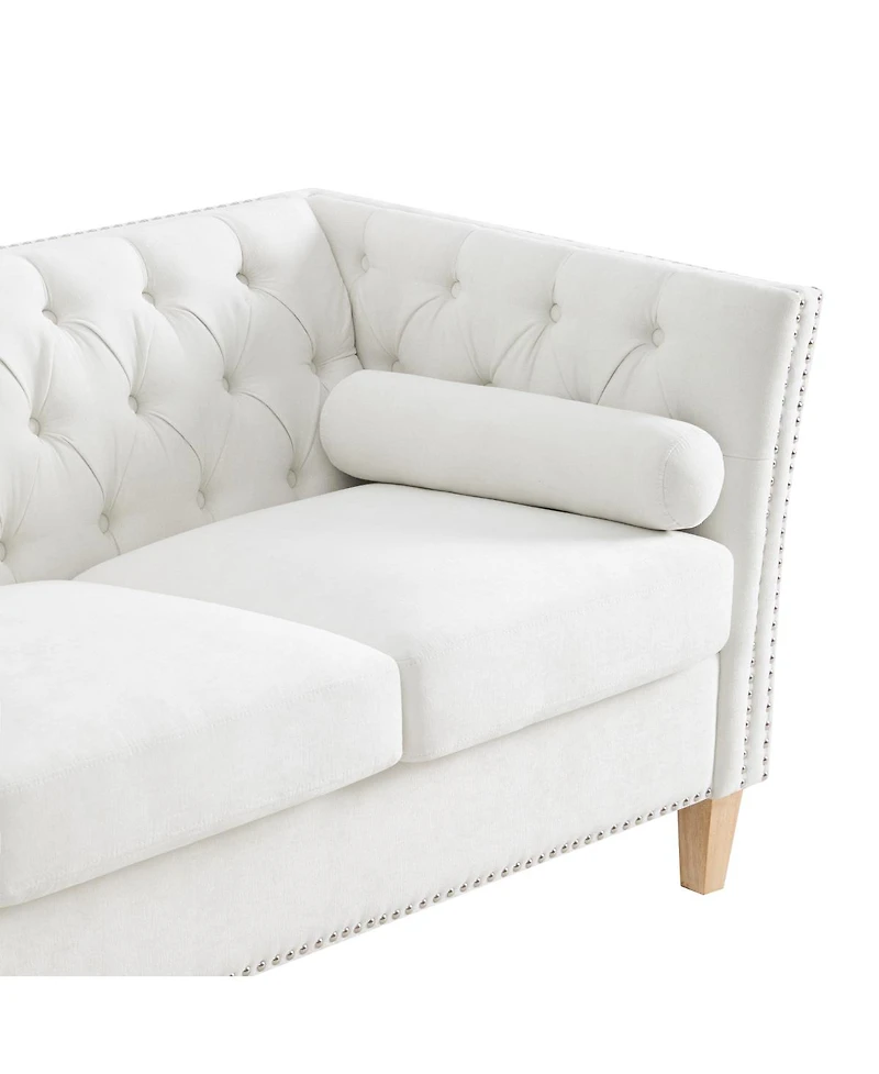 Streamdale Furniture Elegant Transitional 3-Seat Sofa with Flared Arms & Nailhead Trim