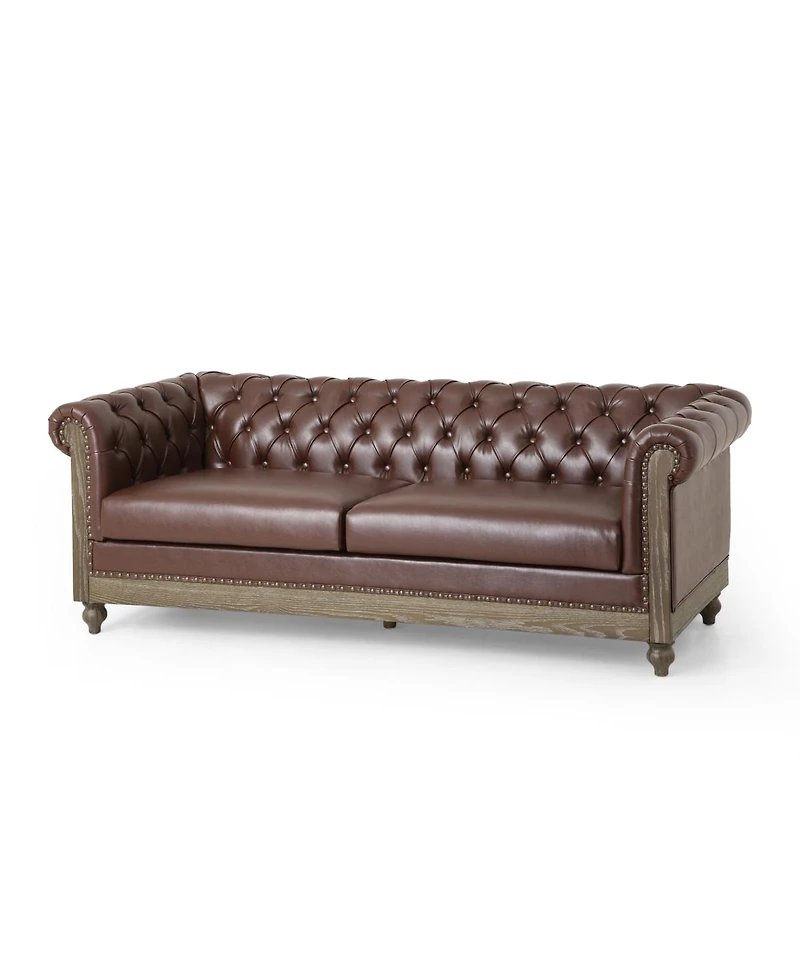 Streamdale Furniture Retro Style Comfy 3-Seat Sofa with Wooden Legs