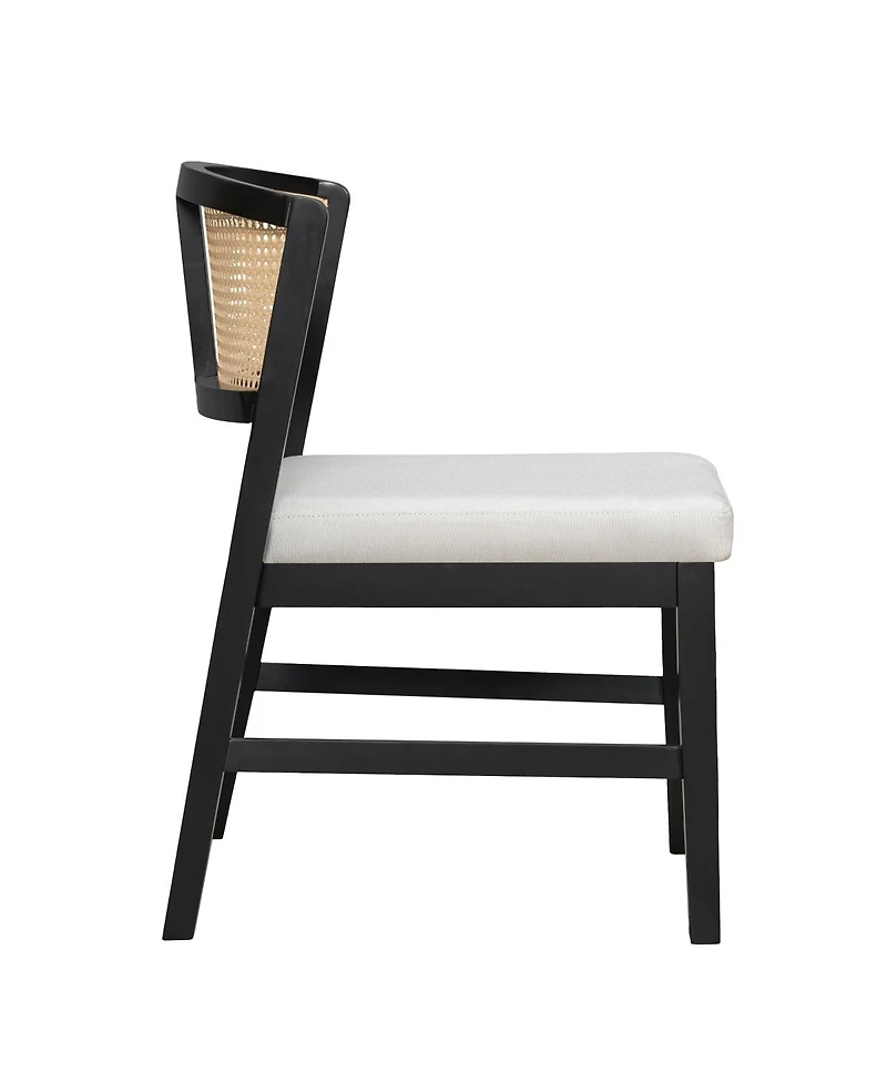 Streamdale Furniture Set of 2 Rattan Dining Chairs, Fabric Upholstered Kitchen Side Chair