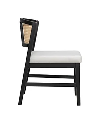 Streamdale Furniture Set of 2 Rattan Dining Chairs, Fabric Upholstered Kitchen Side Chair