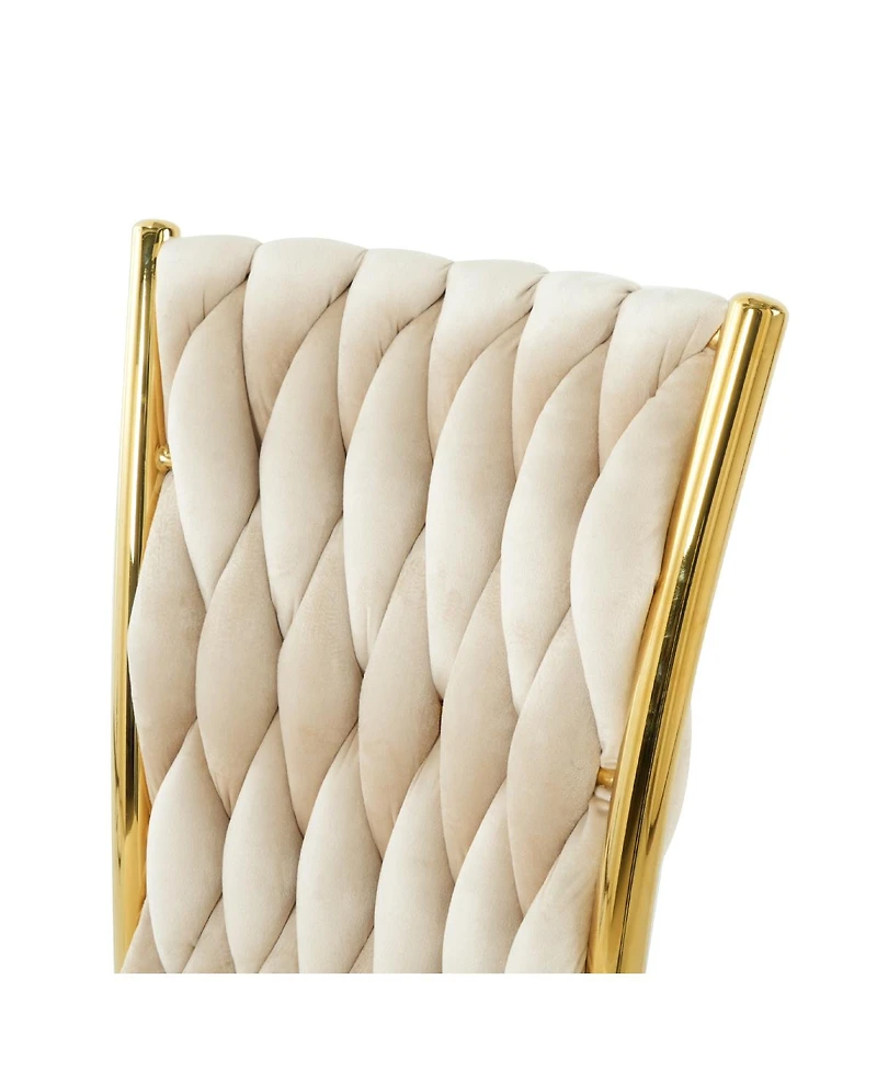 Streamdale Furniture Streamdale Beige Velvet Dining Chair with Gold Legs (Set of 2)