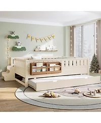 Streamdale Furniture Bookshelf bed with stairs, safety rails, trundle