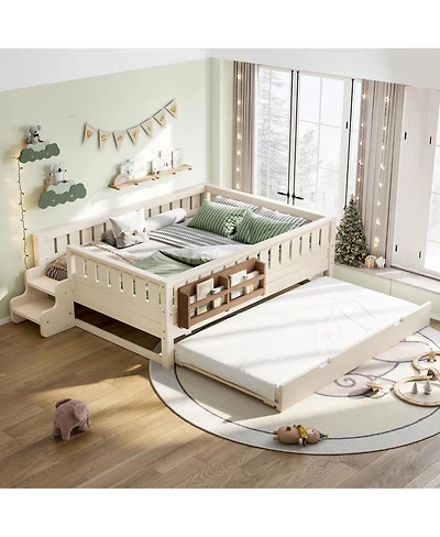 Streamdale Furniture Bookshelf bed with stairs, safety rails, trundle