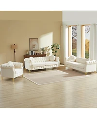 Streamdale Furniture Velvet Copper Stud Detailing & Tufted Buttons Chesterfield sofa