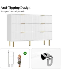 gaomon 6 Drawer Dresser for Bedroom Chest of Drawers, 47" Wide Fluted Dresser with Drawers, Modern Wooden Double Dressers with Metal Handles