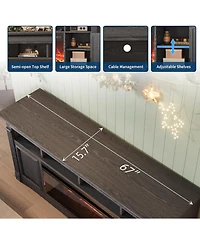 gaomon Farmhouse Fireplace Tv Stand, Entertainment Center with Open Storage Cabinets for TVs