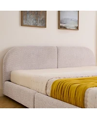 Streamdale Furniture King Size Upholstered Bed Frame, Modern Minimalist Style, Curved Headboard, Drawer Storage