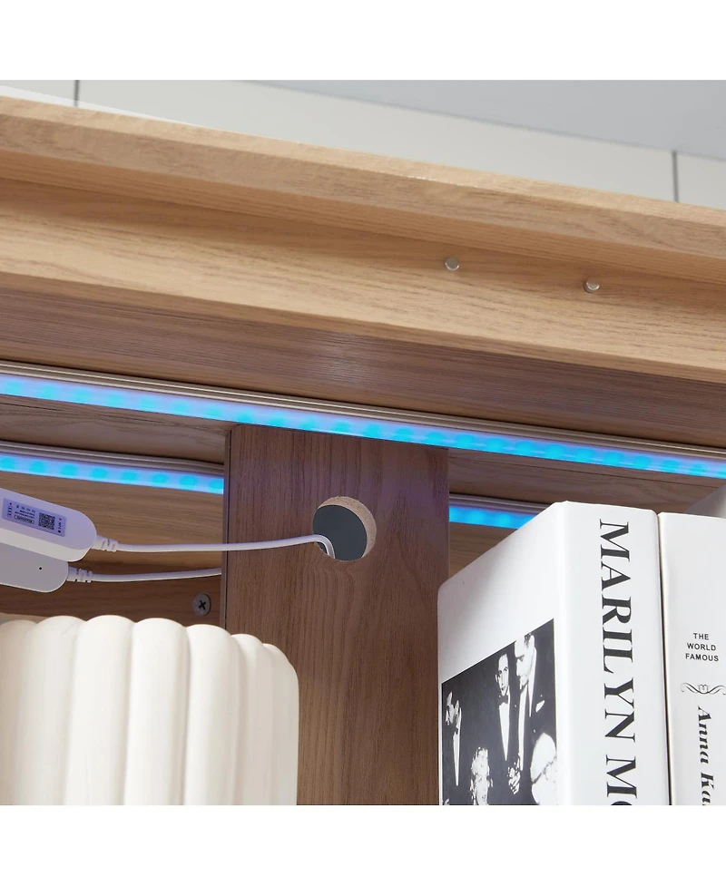 Streamdale Furniture Lighted Curio Cabinet with Adjustable Shelves, 2 Doors, 1 Drawer