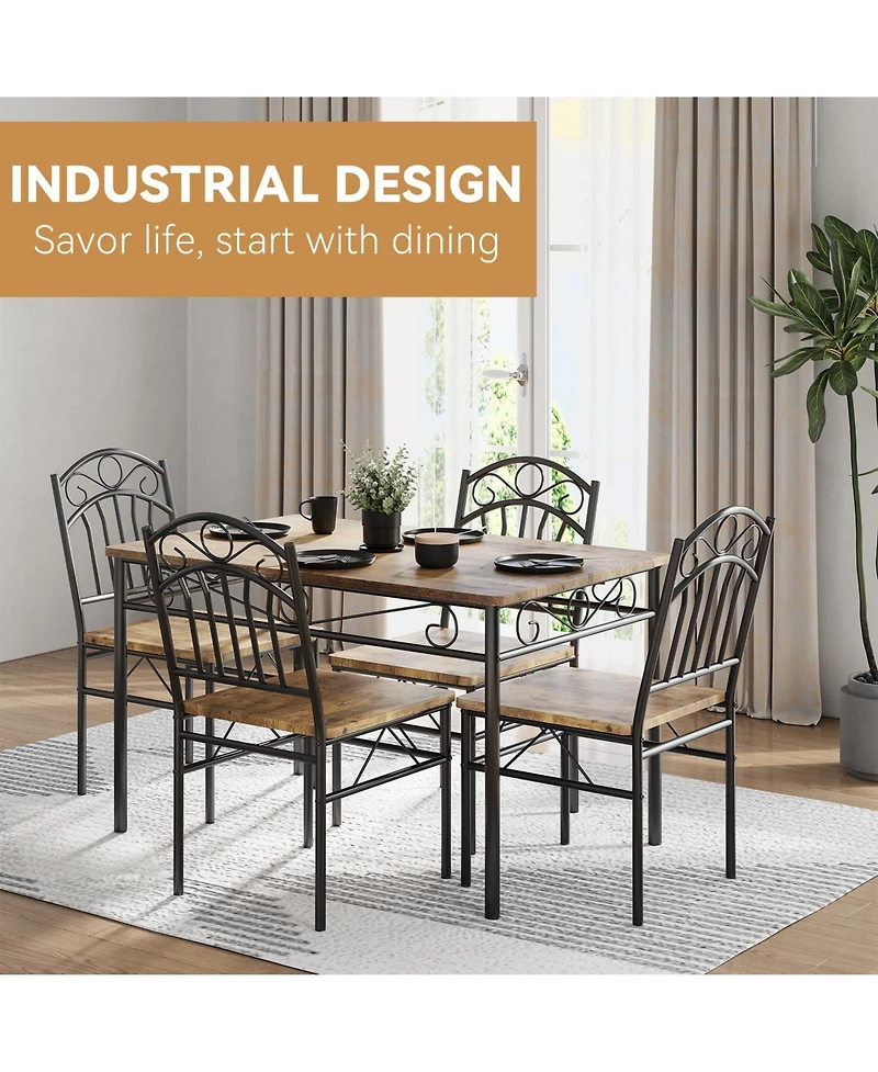 gaomon Dining Table Set of 4, Retro Industrial Dining Table & Chairs, Wood Table Chairs Set for Small Space