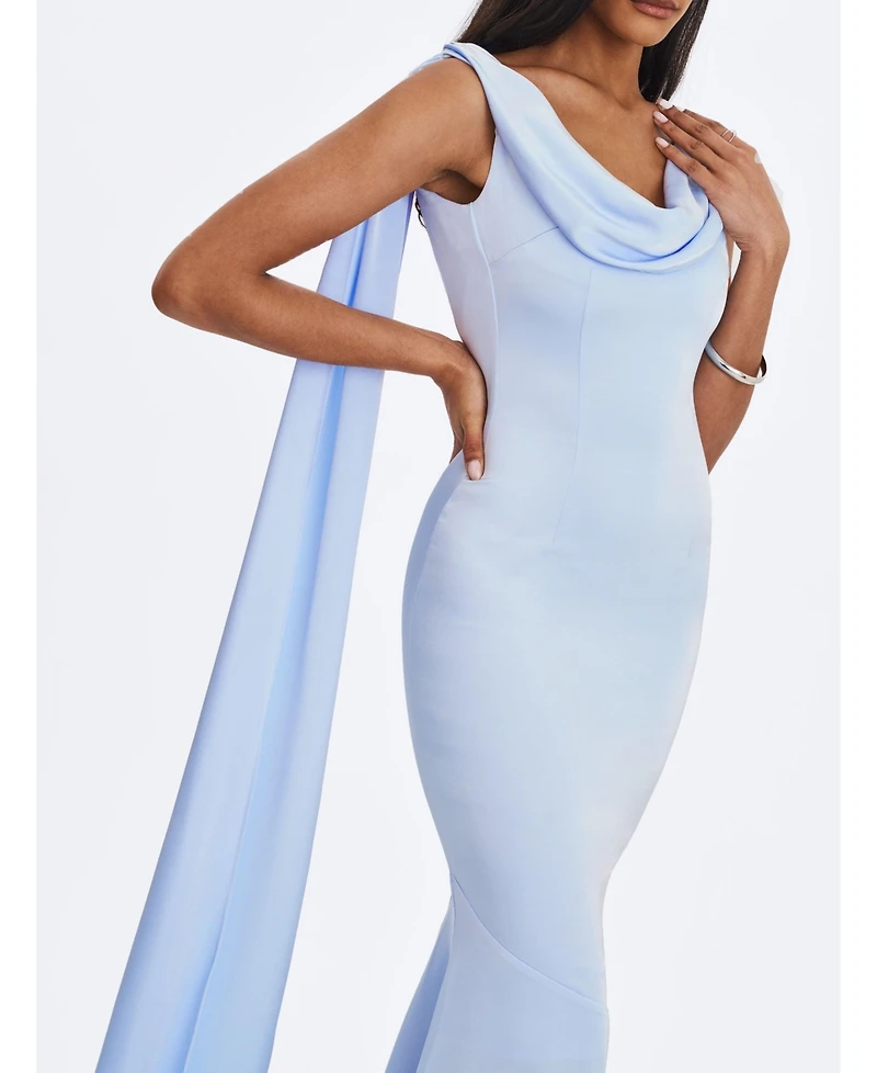 Miss Circle Women's Eira Cowl Scarf-Detail Mermaid Maxi Dress