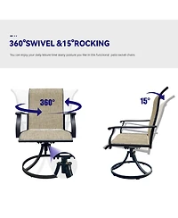 Flynama Set of 2 Outdoor Swivel Dining Chairs Breathable Textilene Patio Lawn Chairs with 360° Swivel for Front Porch Backyard Deck
