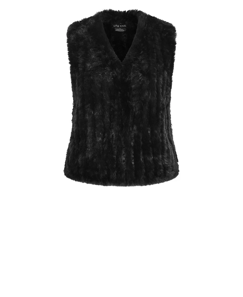 City Chic Women's Plus Eve Faux Fur Vest