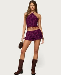 Edikted Women's Keyla Ruffled Textured Micro Skirt