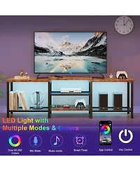 gaomon Tv Stand for Up to 75" TVs with Led Lights and Power Outlet, Open Storage Entertainment Center