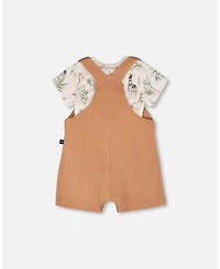 Deux par Baby Boys Cotton Jersey Onesie and Rib Shortall Set