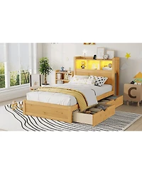 Streamdale Furniture Streamdale Twin Bed with Drawers, Led Light, and Storage Headboard